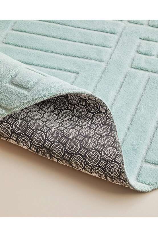 Twillow Kaydırmaz Taban Banyo Paspası Seti 60x100 cm + 50x60 cm Açık Mavi