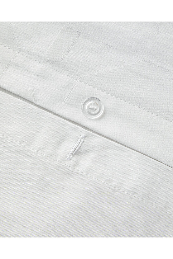 Verona Jakarlı Pamuk Saten King Size Nevresim Takımı 240x220 cm Kırık Beyaz