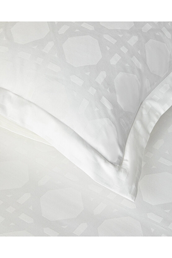 Verona Jakarlı Pamuk Saten King Size Nevresim Takımı 240x220 cm Kırık Beyaz
