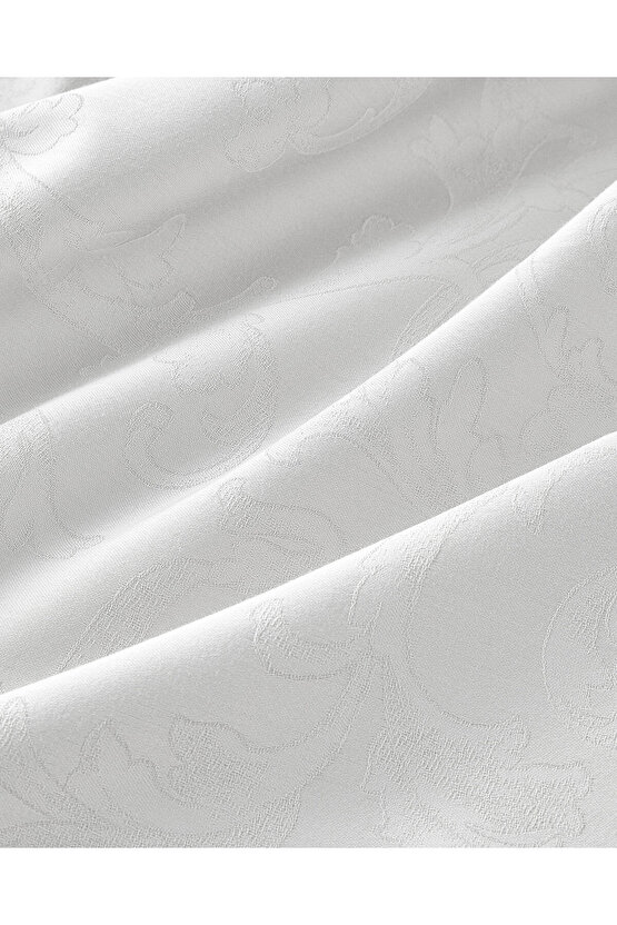 Royal Scroll Jakarlı Pamuk Saten King Size Nevresim Takımı 240x220 cm Beyaz