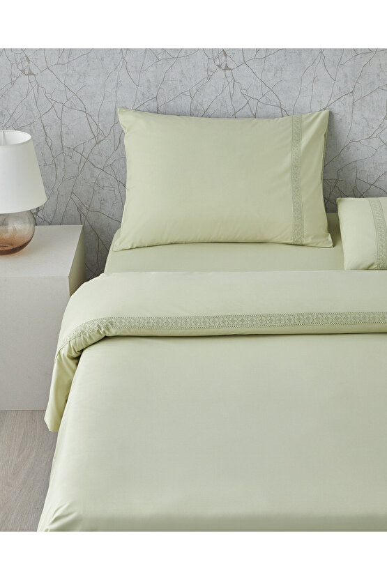 Lace Elegance Kopanakili Perkal Çift Kişilik Nevresim Takımı 200x220 cm Yeşil