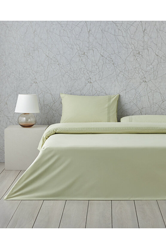 Lace Elegance Kopanakili Perkal Tek Kişilik Nevresim Takımı 160x220 cm Yeşil