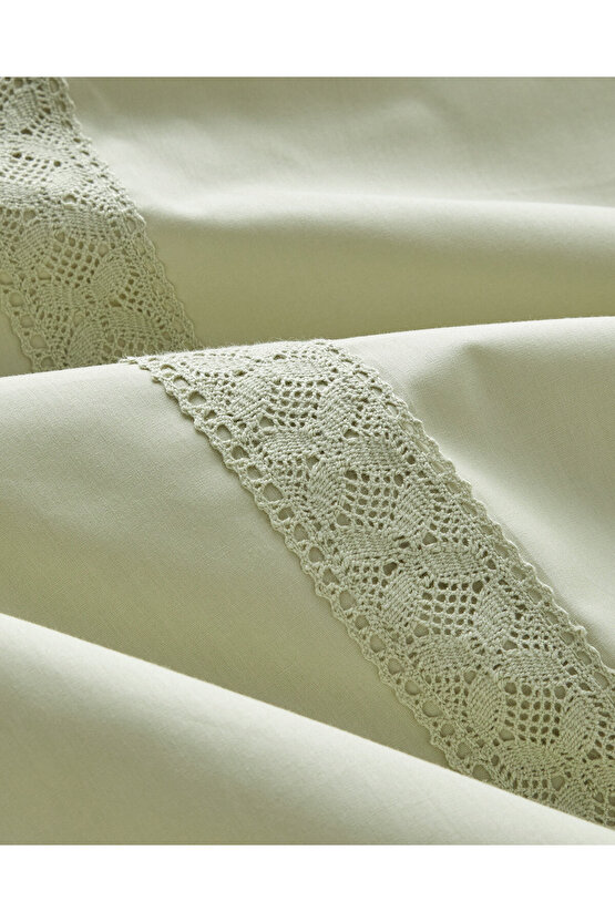 Lace Elegance Kopanakili Perkal Tek Kişilik Nevresim Takımı 160x220 cm Yeşil