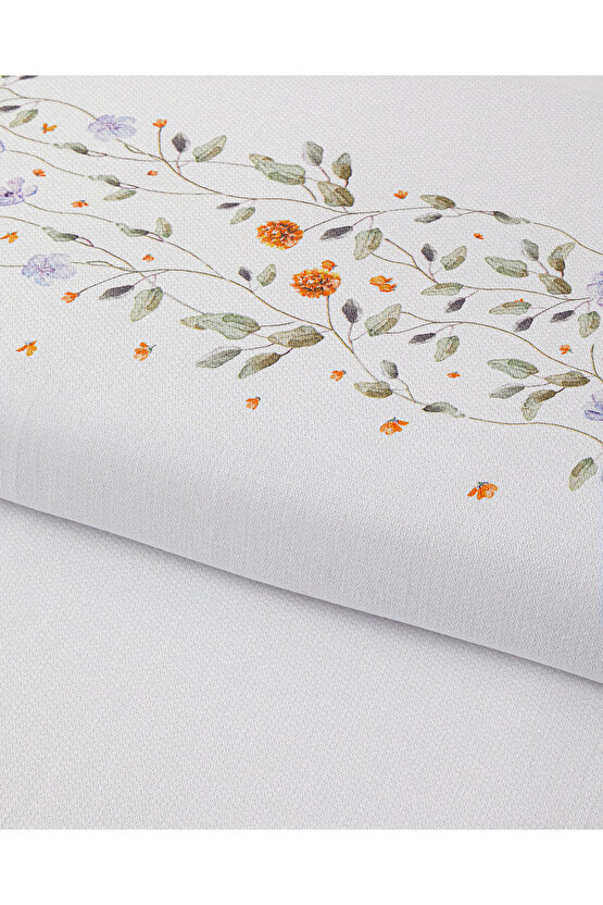 Belleza Krep Super King Nevresim Takımı 260x220 cm Mavi-Turuncu