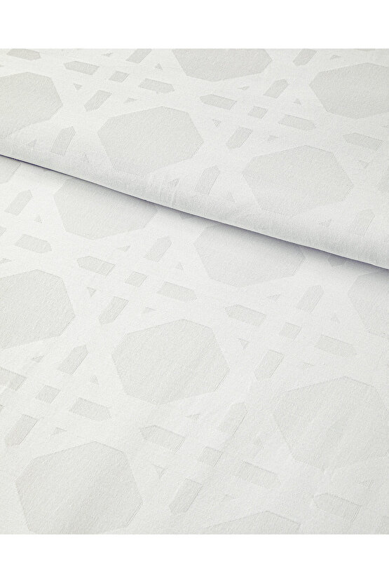 Verona Jakarlı Pamuk Saten Super King Nevresim Takımı 260x220 cm Kırık Beyaz