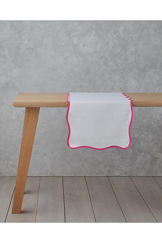 Summer Pink Polyester Runner 40x140 cm Beyaz - Pembe