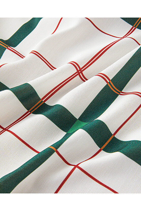 Paisley Polyester Masa Örtüsü 145x200 cm Beyaz - Yeşil