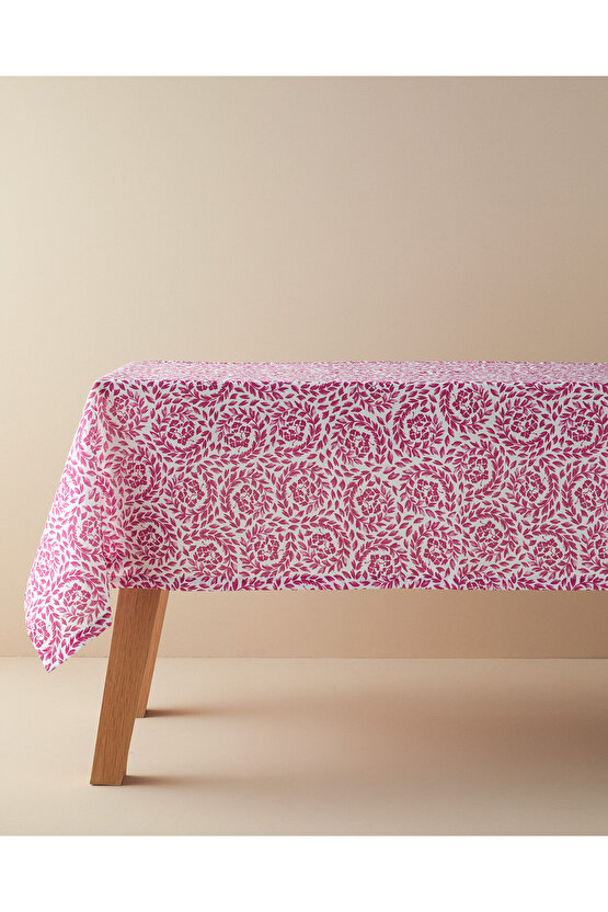 Carnival Floral Polyester Masa Örtüsü Fuşya