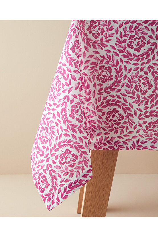 Carnival Floral Polyester Masa Örtüsü Fuşya