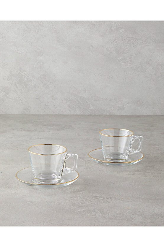 Aria Cam 4 Parça 2 Kişilik Fincan Takımı 195 ml Gold