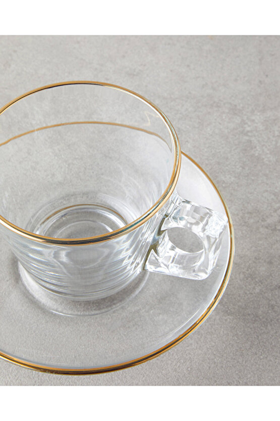 Aria Cam 4 Parça 2 Kişilik Fincan Takımı 195 ml Gold
