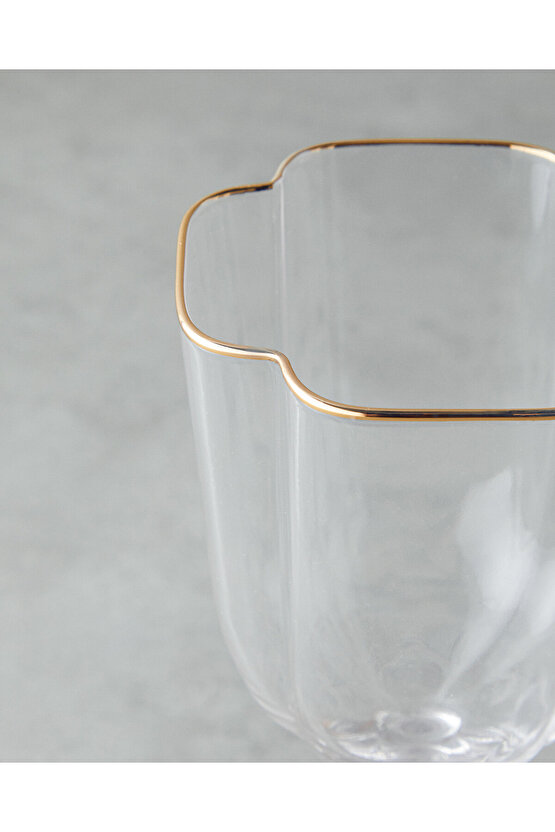 Reina Cam El Yapımı 2’li Kadeh 300 ml Şeffaf-Gold