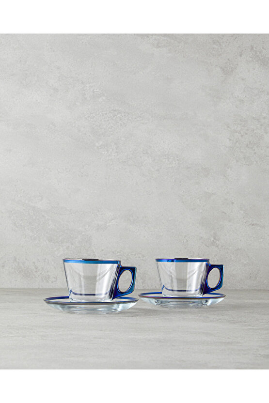Ador Cam 4 Parça 2 Kişilik Çay Fincanı Takımı Lacivert