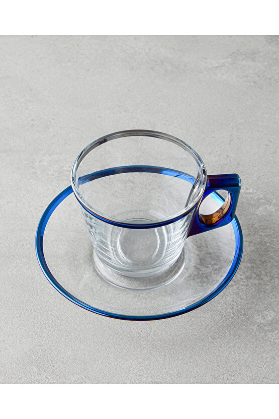 Ador Cam 4 Parça 2 Kişilik Çay Fincanı Takımı Lacivert
