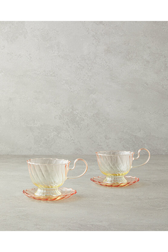 Flow Borosilkat Çay Fincanı Takımı Turuncu-Sarı