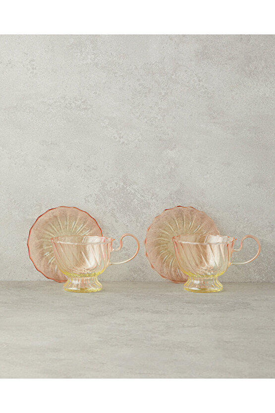 Flow Borosilkat Çay Fincanı Takımı Turuncu-Sarı