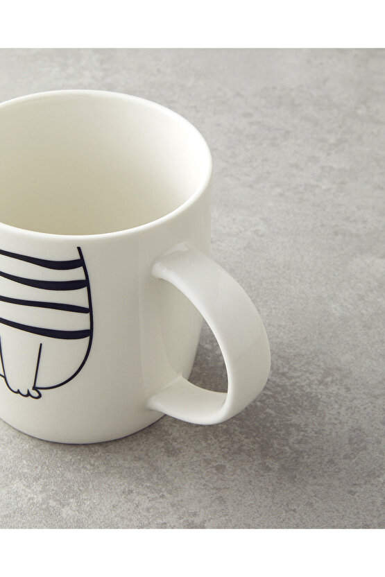 Mingle Catty New Bone China Kaseli Kupa 360 ml-13 cm Siyah - Beyaz