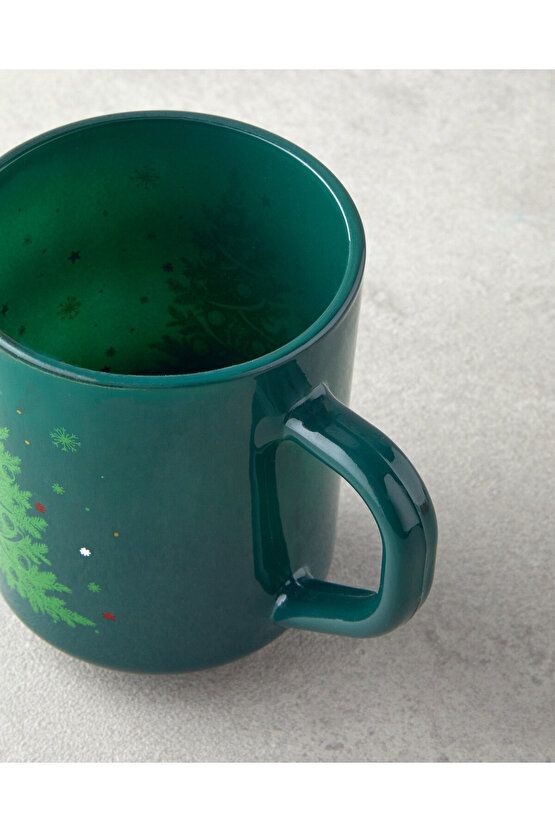 Merry Pine Cam 2’li ve Mumlu Kupa 250 ml Kırmızı - Yeşil