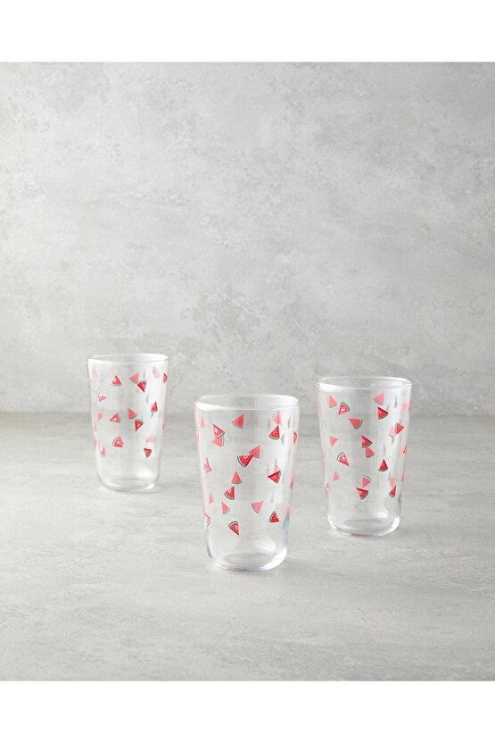 Watermellies Cam 3lü Bardak 400 ml Kırmızı