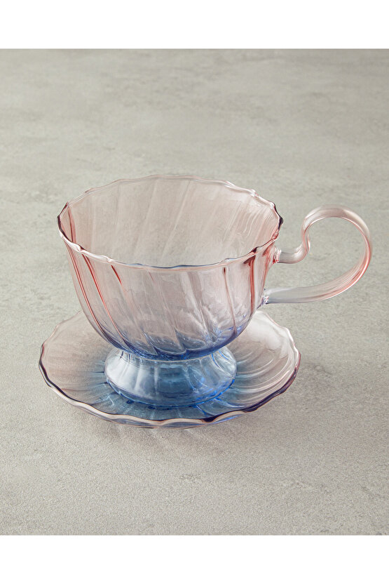 Flow Borosilkat Çay Fincanı Takımı Mor-Mavi