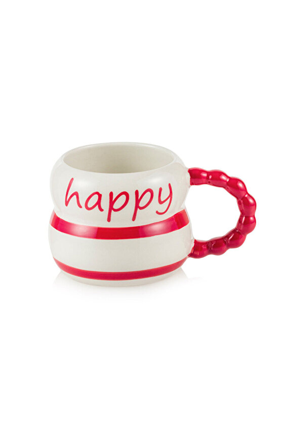 Kırmızı Baskılı Seramik Kupa