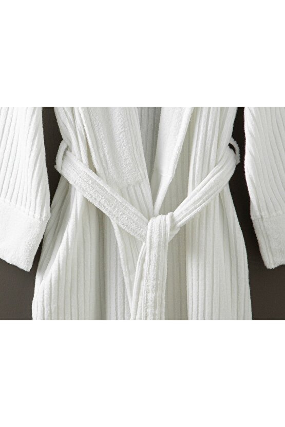 Stripe Pamuk Bornoz L-xl Beyaz