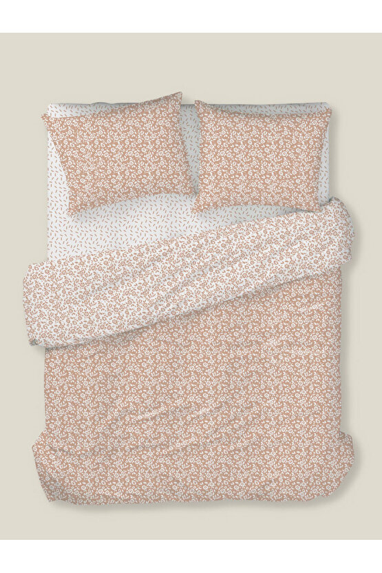 Lara Bloom Çift Kişilik Çarşaflı Nevresim Takımı 200x220 cm Pudra