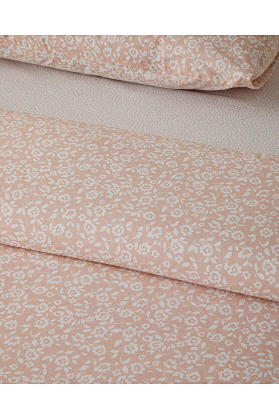Lara Bloom Çift Kişilik Çarşaflı Nevresim Takımı 200x220 cm Pudra