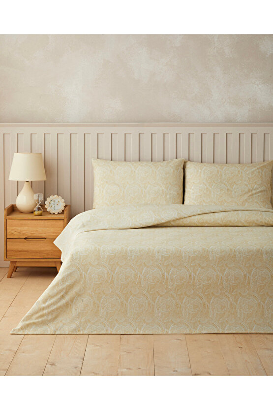 Bohemian Kolay Ütülenir Tek Kişilik Çarşaflı Nevresim Takımı 160x220 cm Hardal