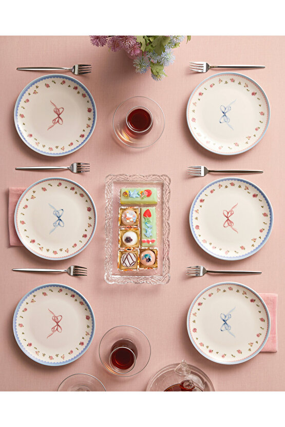 Maze Porselen 6lı Pasta Seti 19 cm Renkli