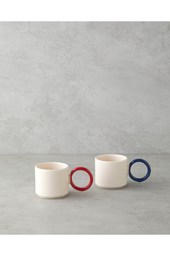 Twin Halo Seramik 2li Kupa 184 ml Kırmızı - Lacivert
