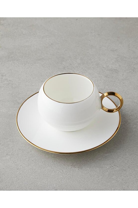 Moonlit Porselen 12 Parça 6 Kişilik Kahve Fincan Takımı 90 Ml Beyaz-Gold (22.12.2025)