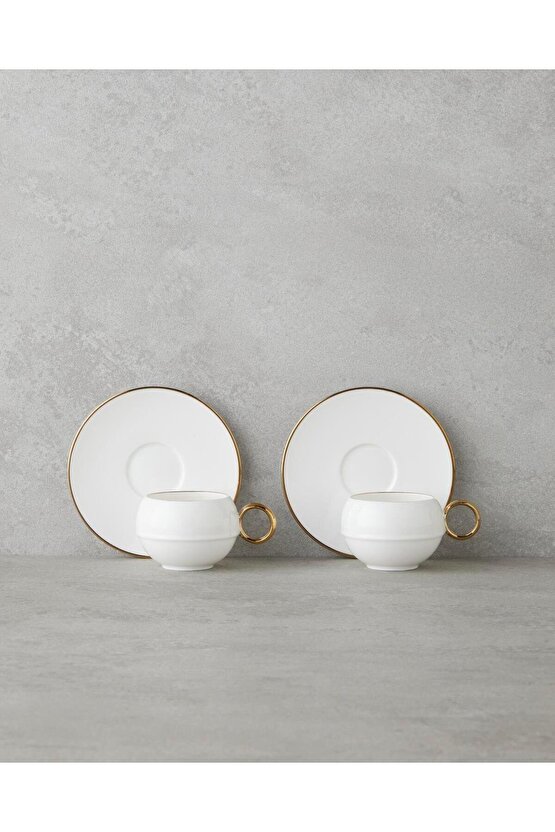 Moonlit Porselen 12 Parça 6 Kişilik Kahve Fincan Takımı 90 Ml Beyaz-Gold (22.12.2025)