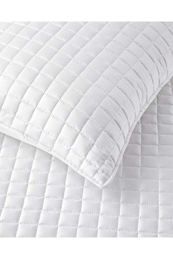 Splendor Saten Çift Kişilik Yatak Örtüsü Takımı 200x220 cm Beyaz