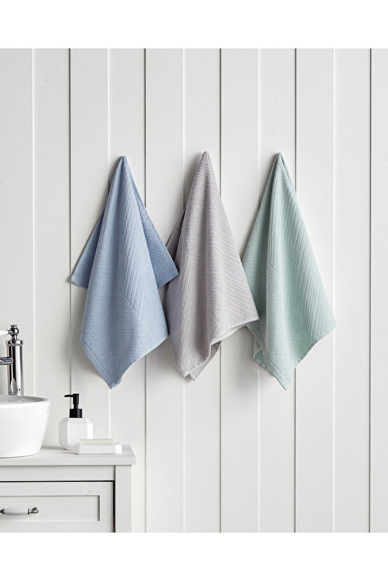 Twill Pamuk Yüz Havlusu 50x70 cm Su Yeşili