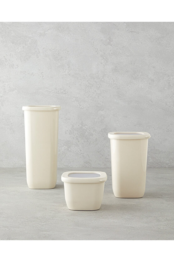 Novia Plastik 3lü Kavanoz 550 ml-1200 ml-1700 ml Krem