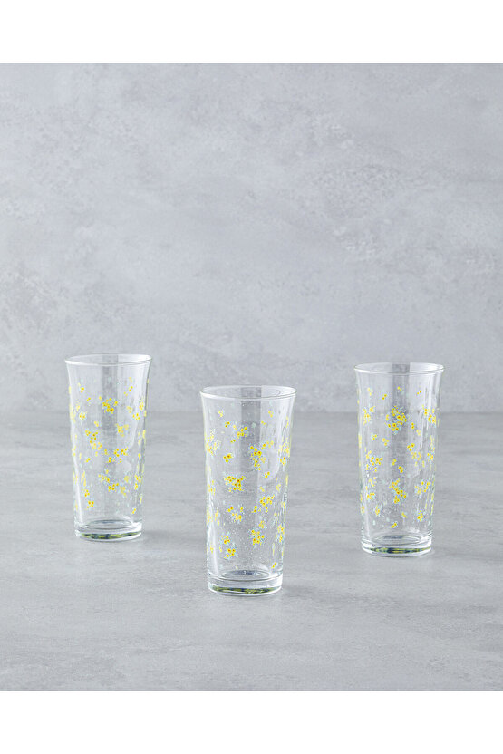 Petal Cam 3lü Bardak 290 ml Sarı