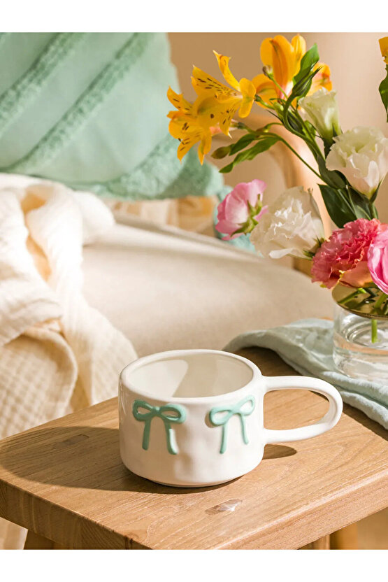 LCW HOME Beyaz Fiyonk Baskılı Seramik Kupa 400 Ml