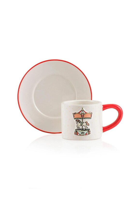 LCW HOME Karişik Baskılı İki Kişilik Seramik Kahve Fincan Takımı 100 ml (W5)