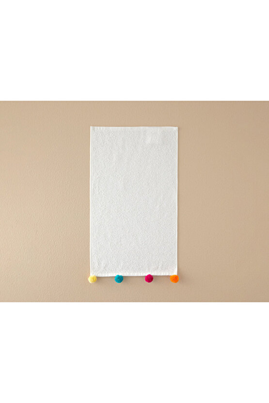 Yılbaşı Paintball Pamuklu Ponponlu El Havlusu 30x50 Cm Ekru