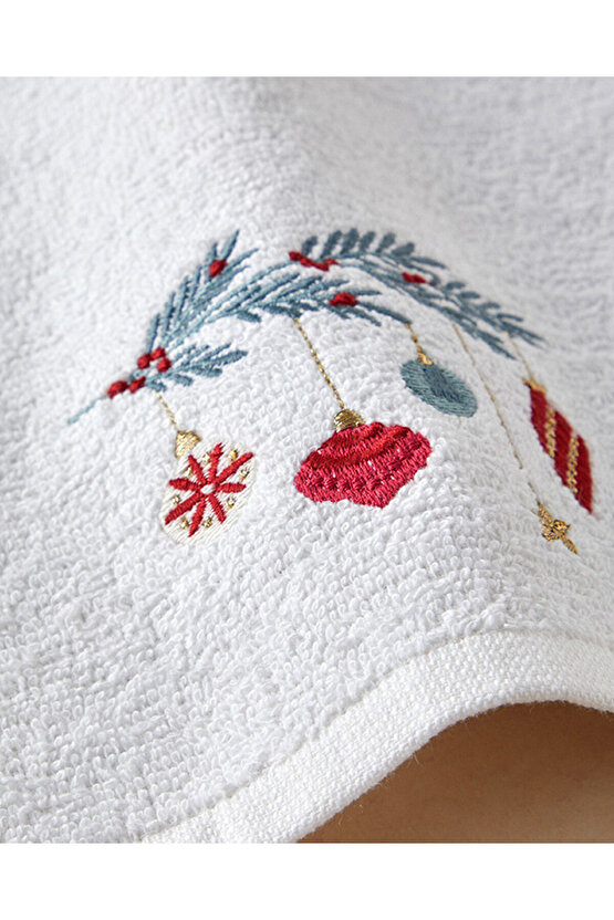 Jolly Cheers Pamuklu Nakışlı El Havlusu Ekru