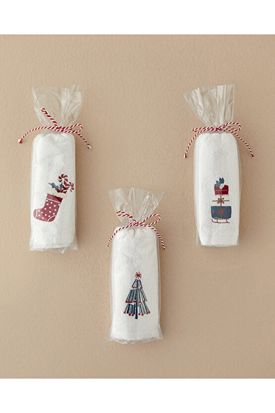 Funny Pine Pamuklu Nakışlı El Havlusu Ekru