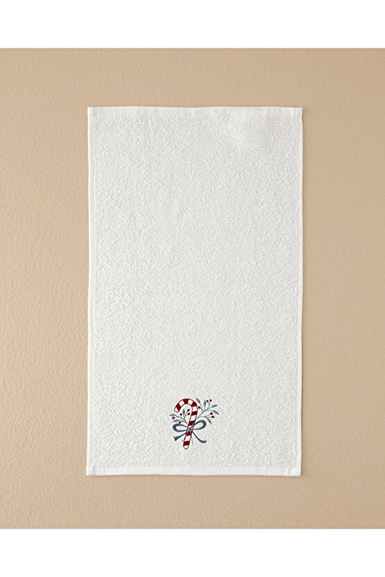 Candy Stick Pamuklu Nakışlı El Havlusu Ekru