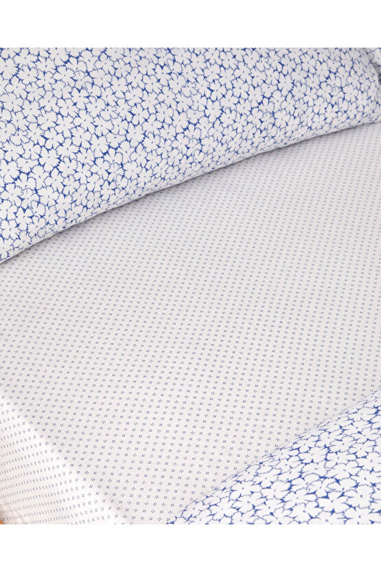 Sweet Violet Kolay Ütülenir Çift Kişilik Çarşaflı Nevresim Takımı 200x220 cm Koyu Mavi