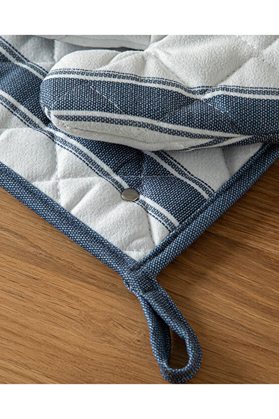 Blue Lines Polyester 2li Mutfak Seti 17x30 cm+20x20 cm Lacivert