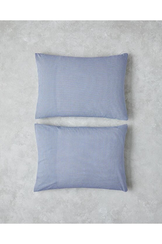 Petit Check Pamuklu 2li Yastık Kılıfı 50x70 cm Yeşil-Mavi