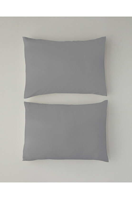 Micell Pamuk Saten 2li Yastık Kılıfı 50x70 cm Gümüş