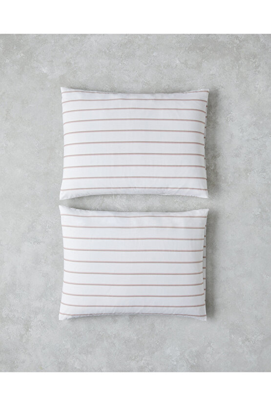 Serene Stripes Pamuklu 2li Yastık Kılıfı 50x70 cm Pembe