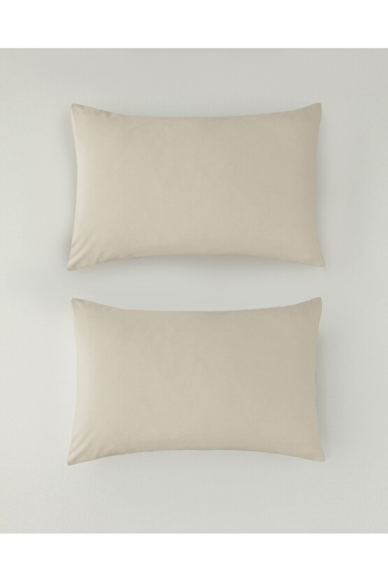 Novella Premium Pamuk Dokulu 2li Yastık Kılıfı 50x70 cm Krem