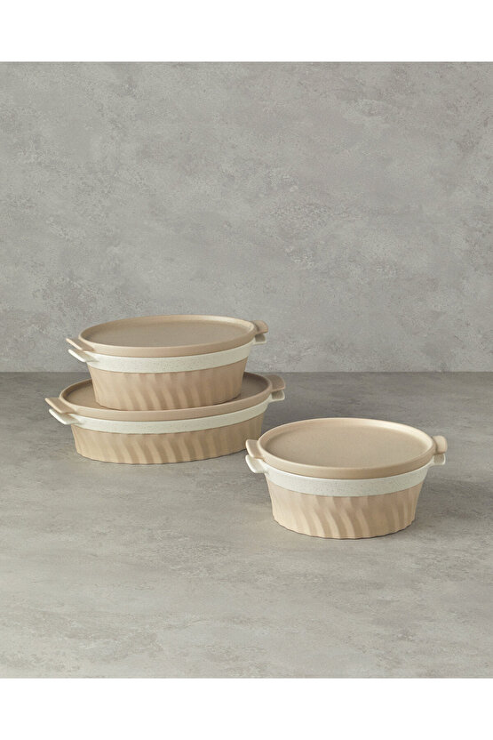 Pure Stoneware Yuvarlak Fırın Tenceresi 24,2x21,8x8 cm Krem